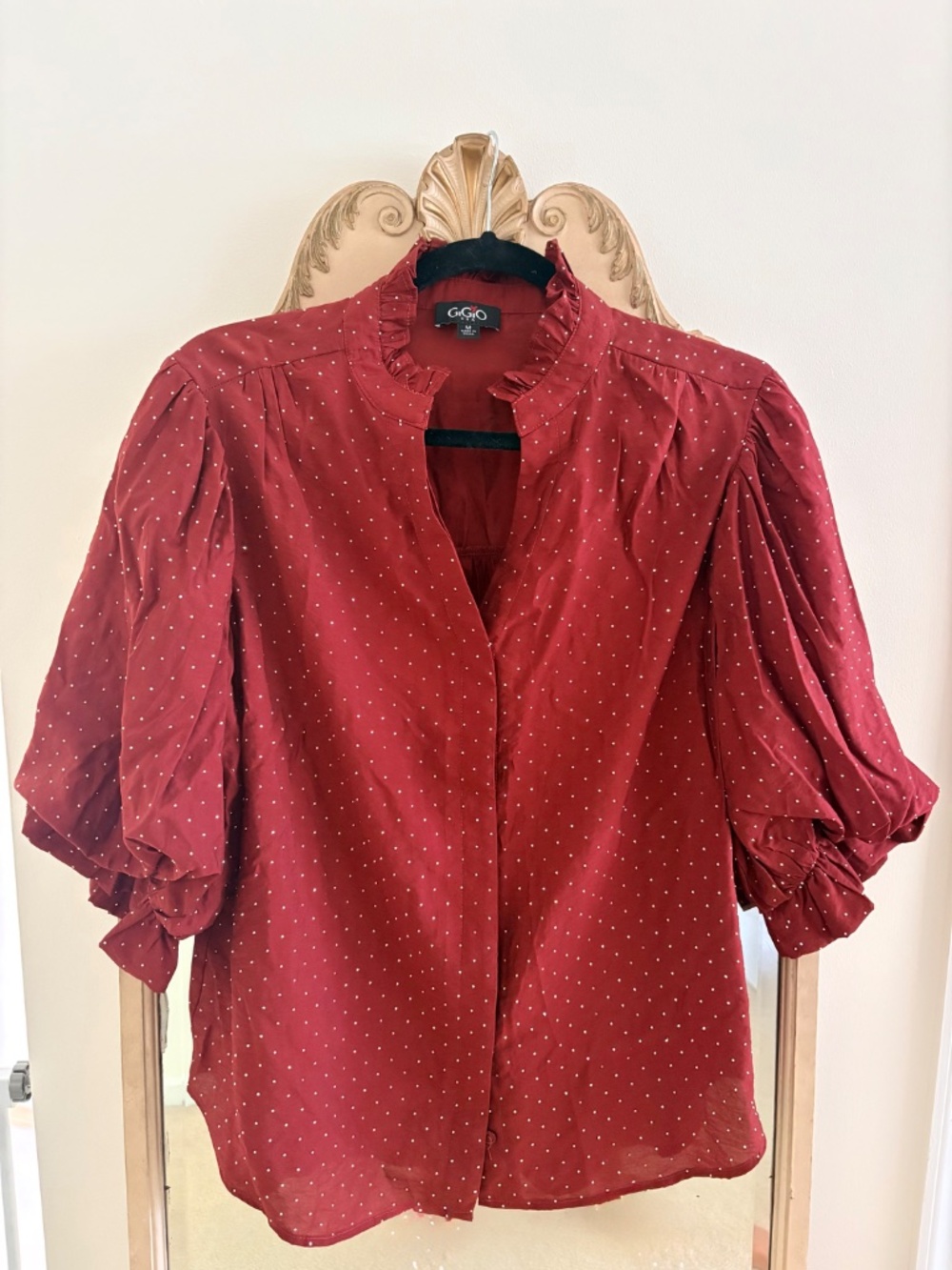 GiGio Blouse, Size M, Maroon, Sparkle - Picture 2 of 7